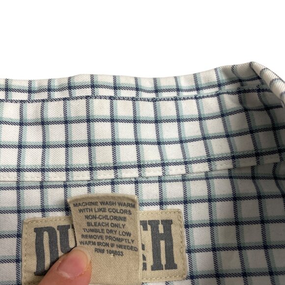DULUTH TRADING CO SHIRT BLUE CHECK BUTTON UP MENS XL TALL 100% COTTON CASUAL - Picture 4 of 8